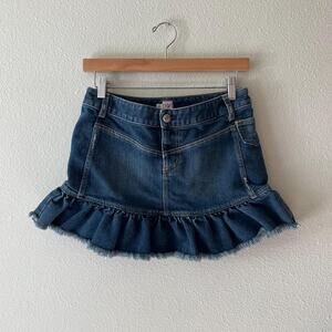 Y2K vintage 2000s denim mini skirt Joie coquette it girl mcbling brat